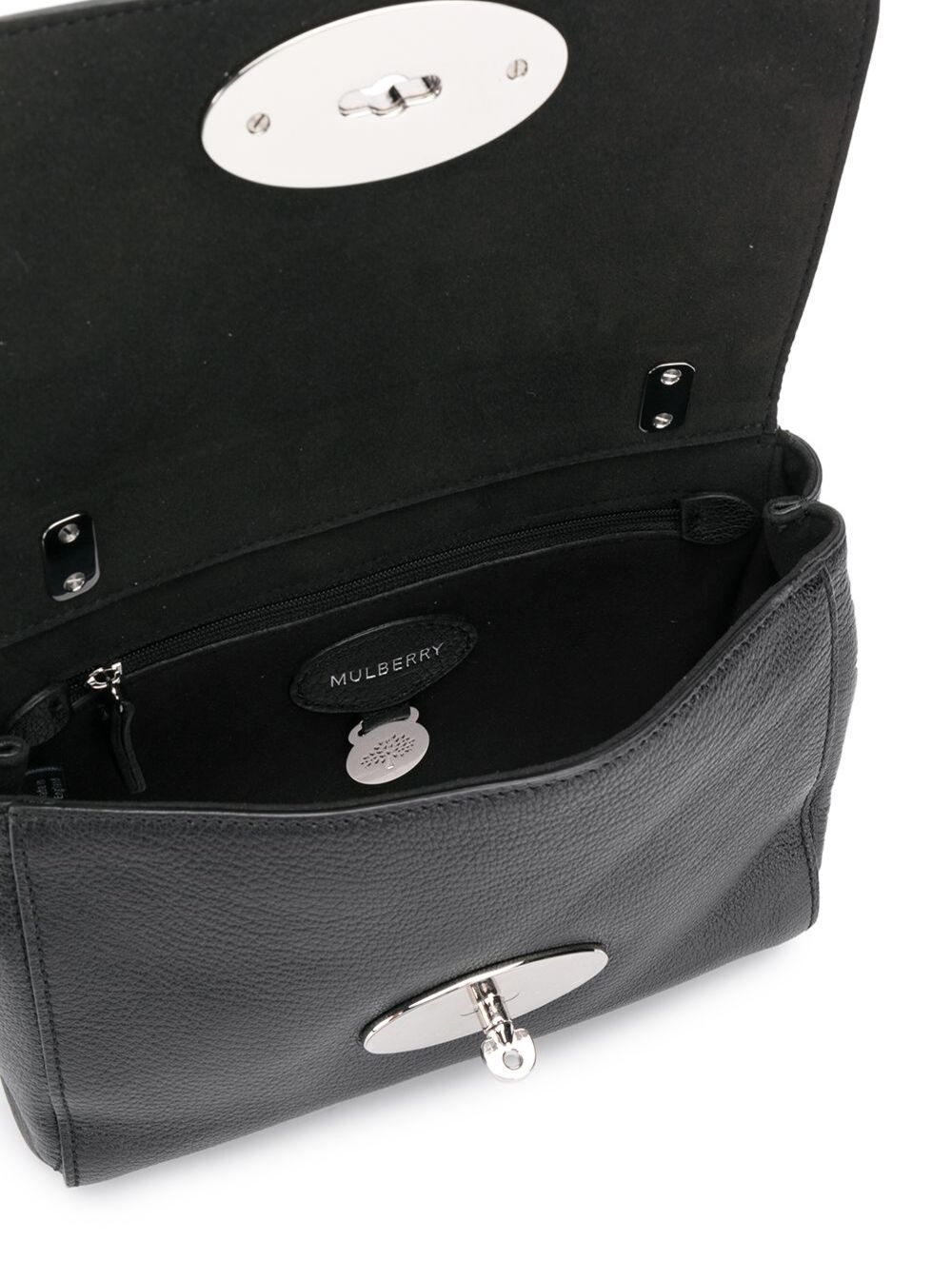 Mulberry Women 'Lily' Black Crossbody Bag With Turn-Lock Closure And Chain-Link Sliding Shoulder Strap In Leather Woman MULBERRY