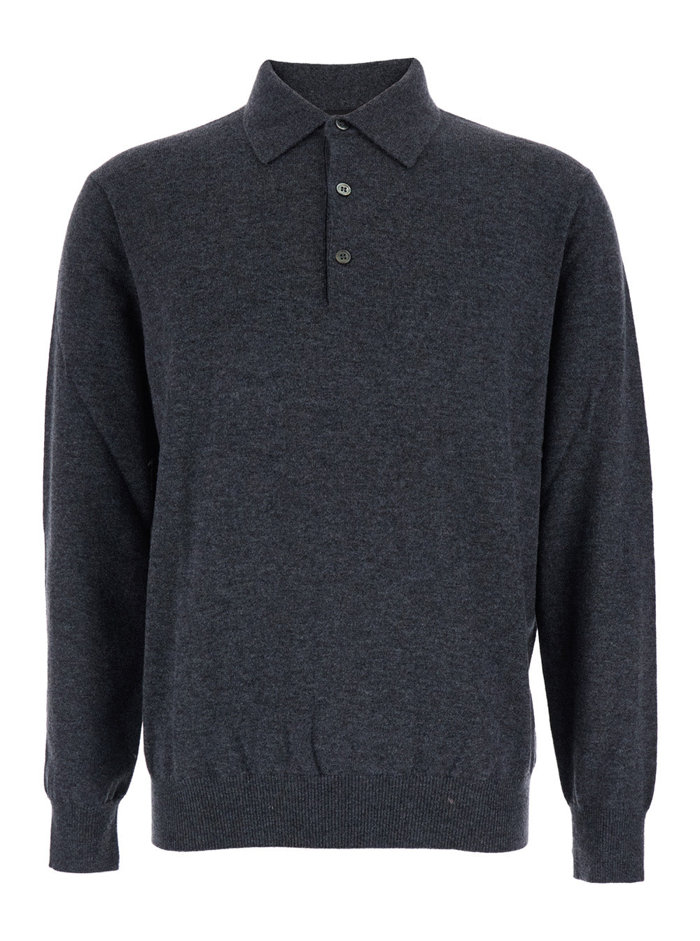 Leplain Men Grey Sweater With Polo Shirt Style Collar And Long Sleeves In Wool Blend Man LEPLAIN