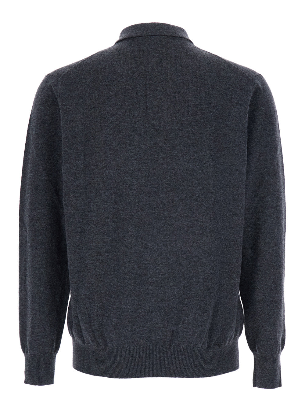 Leplain Men Grey Sweater With Polo Shirt Style Collar And Long Sleeves In Wool Blend Man LEPLAIN