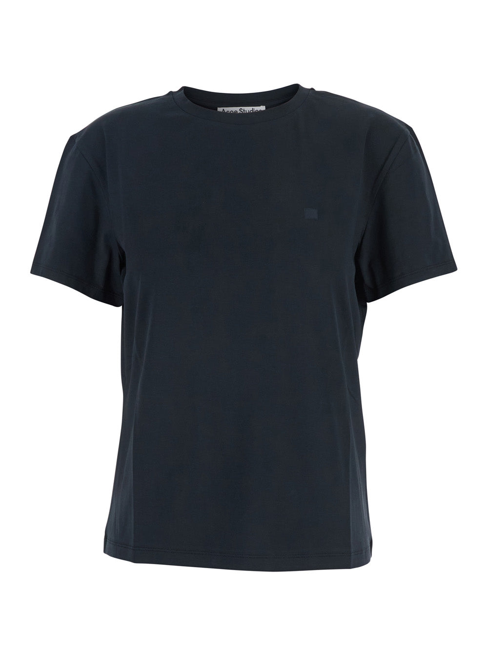 Acne Studios Women Black Crewneck T-Shirt With Tonal Logo Patch On The Front In Cotton Woman ACNE STUDIOS