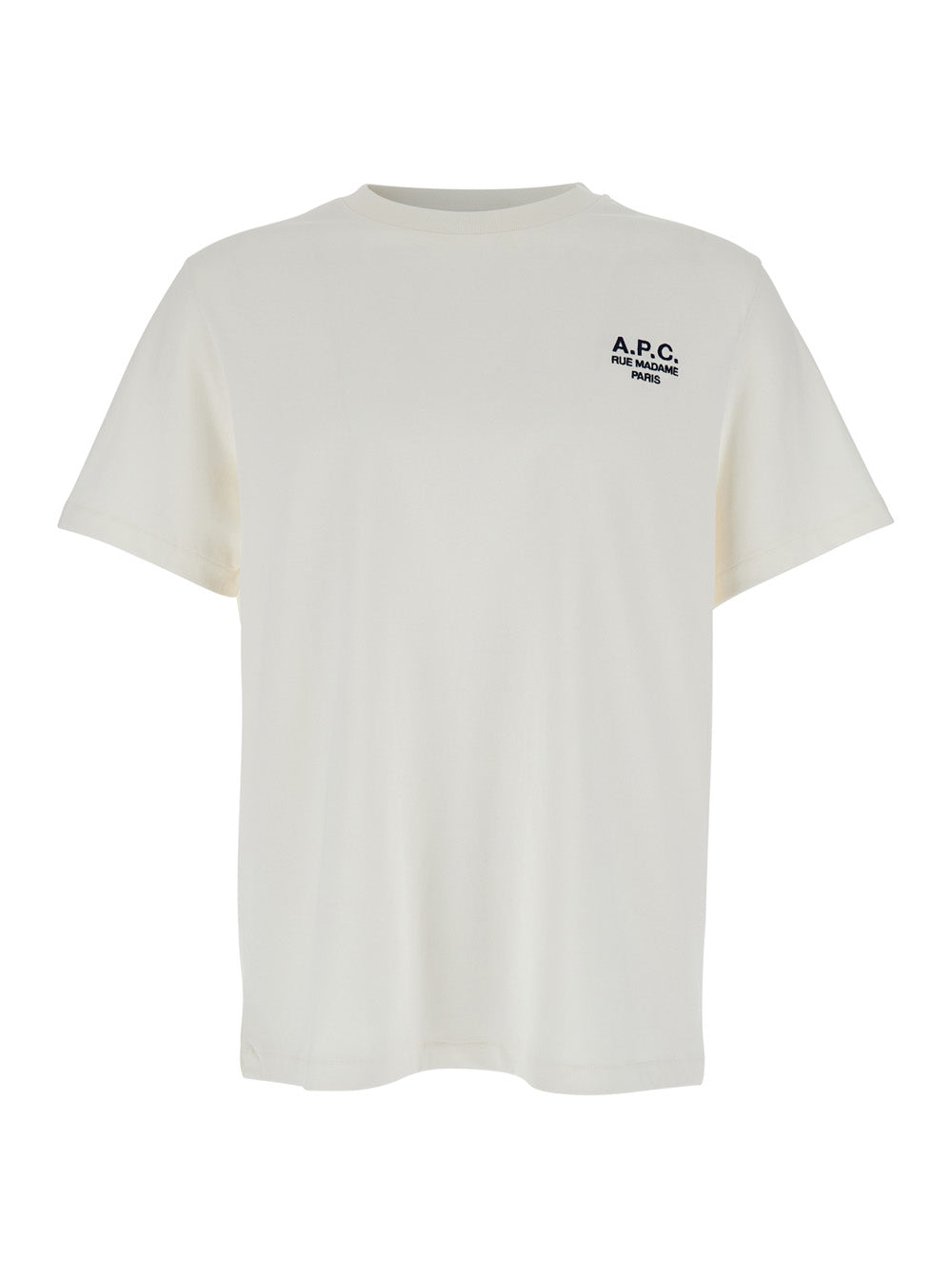 A.P.C. Men White Crewneck T-Shirt With Logo Embroidered On The Front In Cotton Man A.P.C.