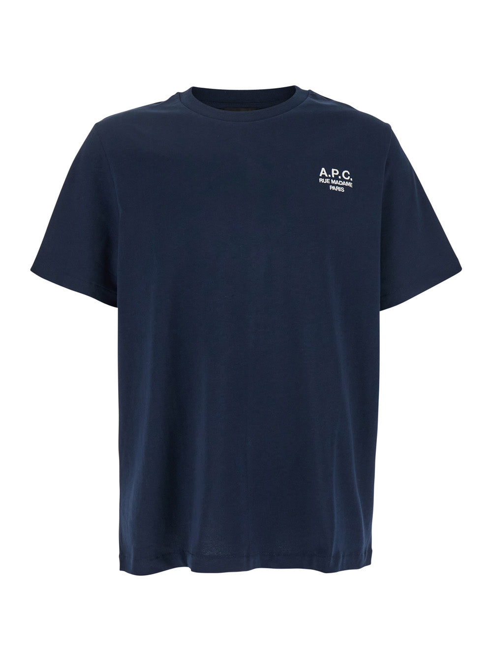A.P.C. Men Blue Crewneck T-Shirt With Logo Embroidered On The Front In Cotton Man A.P.C.