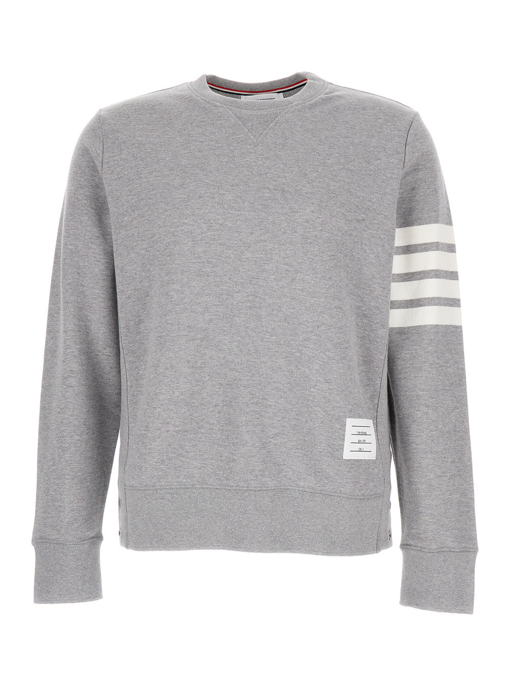 Thom Browne Men Men's '4 Bar Tab' Sweatshirt With Contrast Stripes In Grey THOM BROWNE