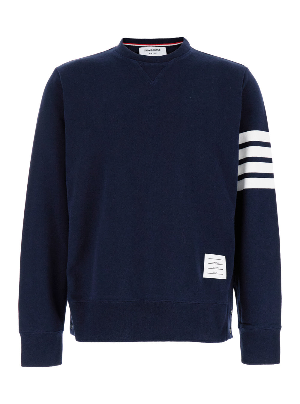 Thom Browne Men Crewneck Sweatshirt With 4-Bar Detail In Blue For Men THOM BROWNE