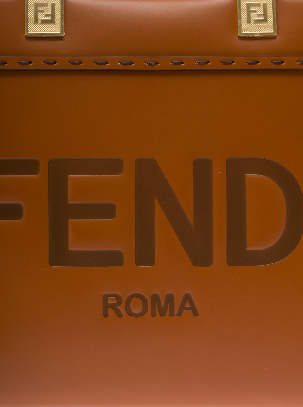 Fendi Women Tote Bag 'Sunshine Piccola' With Embossed Logo And Turtle Effect Handle In Brown Leather For Women FENDI