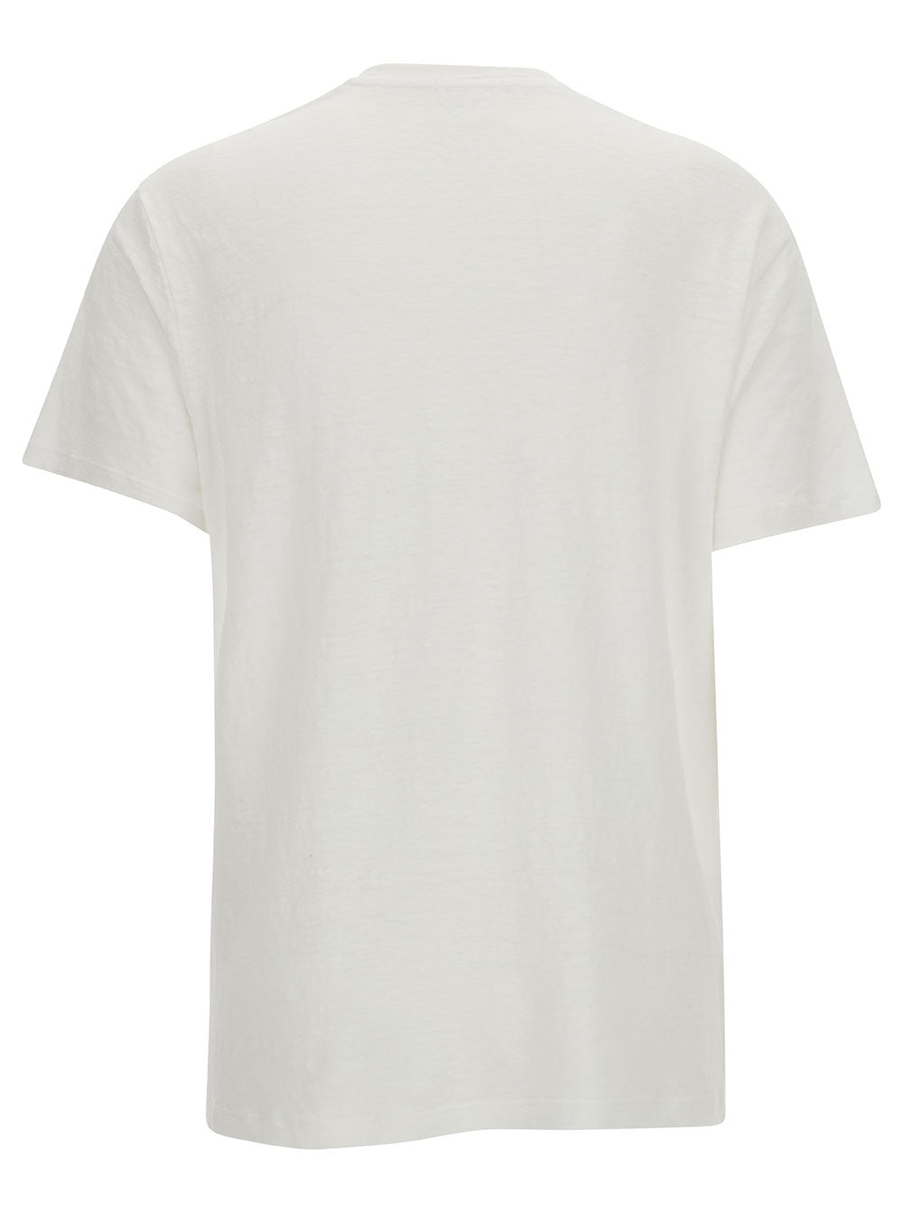 Isabel Marant Etoile Women White Crew Neck T-Shirt With Contrast Logo Print In Linen For Women ISABEL MARANT ETOILE