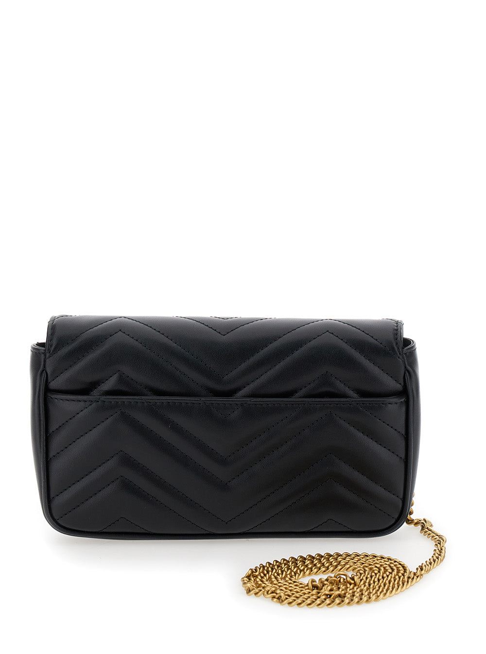 Gucci Women Mini Crossbody Bag 'Gg Marmont 2.0' With Double G In Black Chevron Leather For Women GUCCI