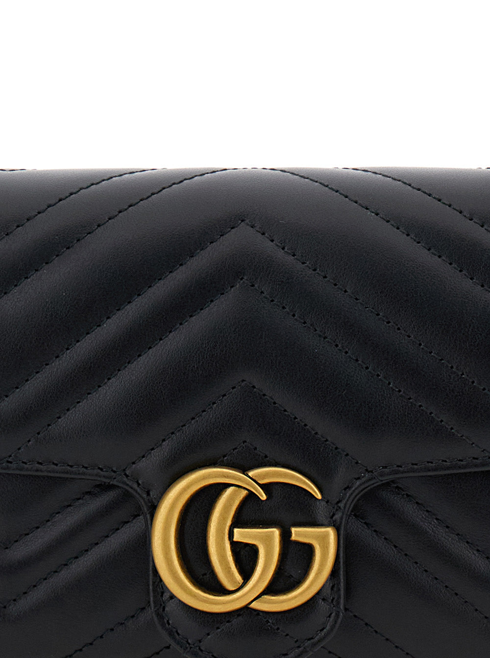 Gucci Women Mini Crossbody Bag 'Gg Marmont 2.0' With Double G In Black Chevron Leather For Women GUCCI