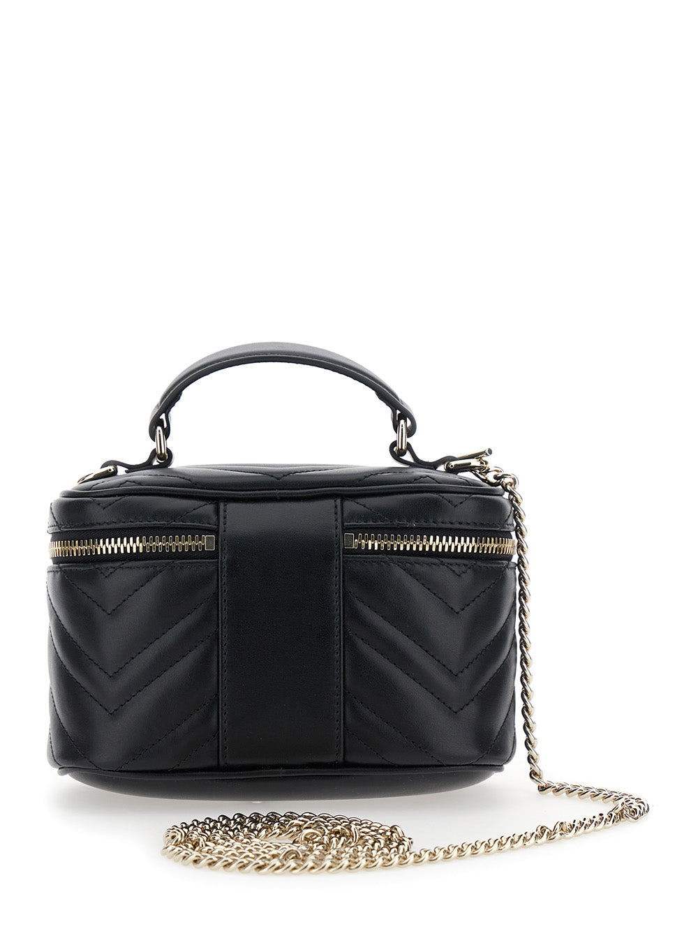 Gucci Women Handbag 'Gucci' With Chain Strap And Gg Plaque On Front In Black Leather For Women GUCCI