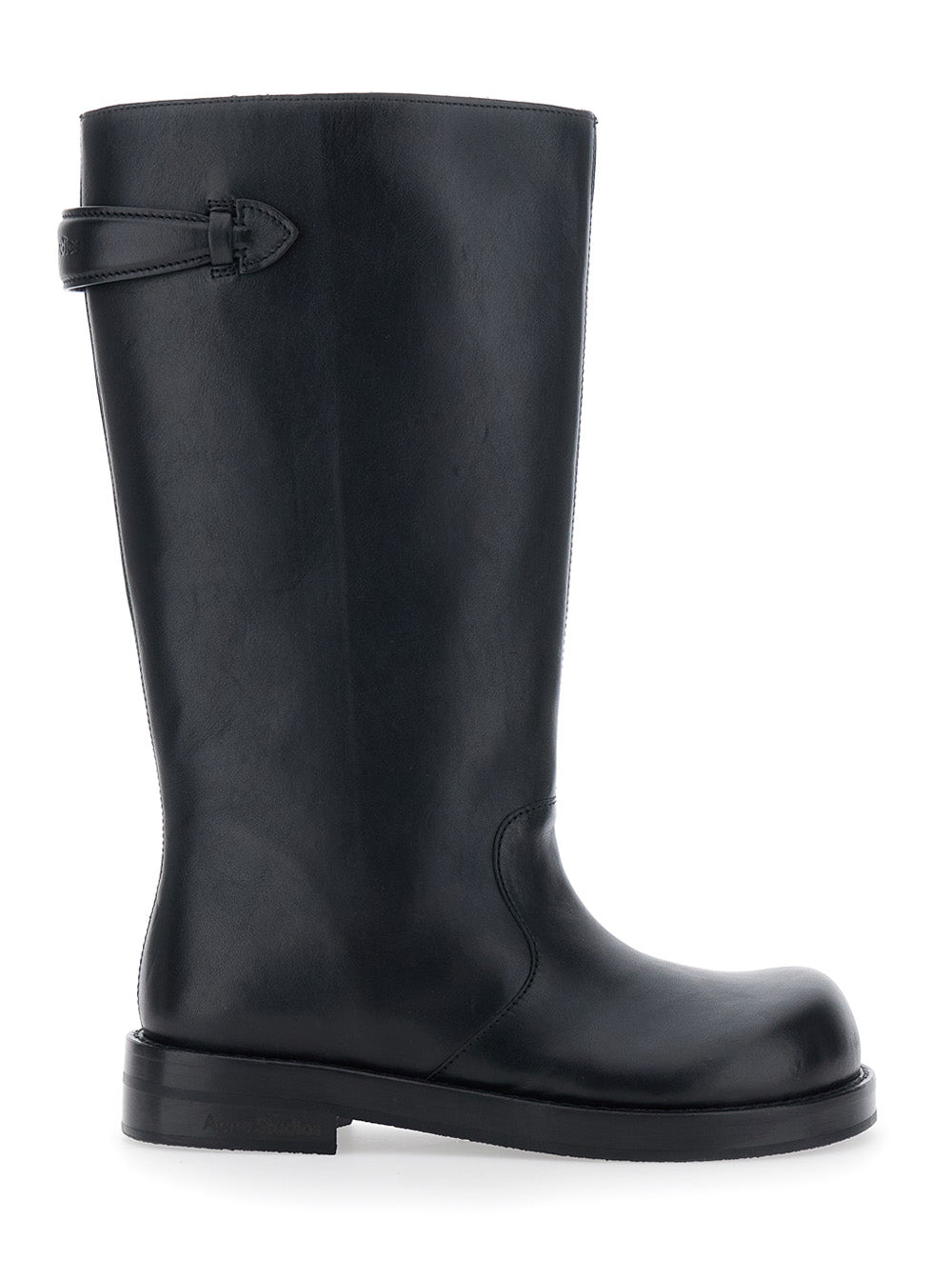 Acne Studios Women Black Boots With Embossed Logo On The Side In Leather Woman