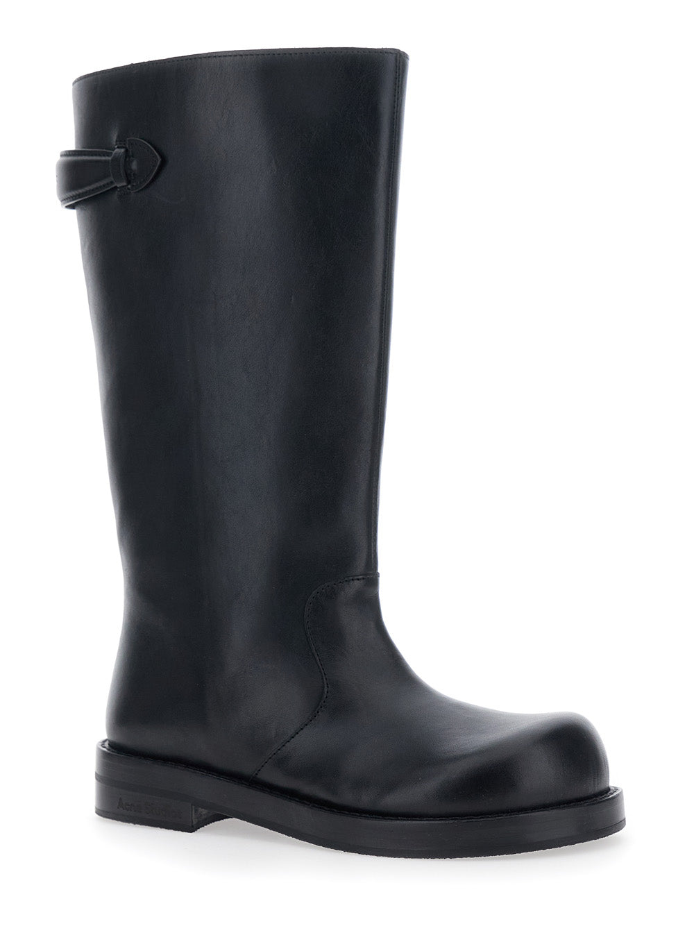 Acne Studios Women Black Boots With Embossed Logo On The Side In Leather Woman