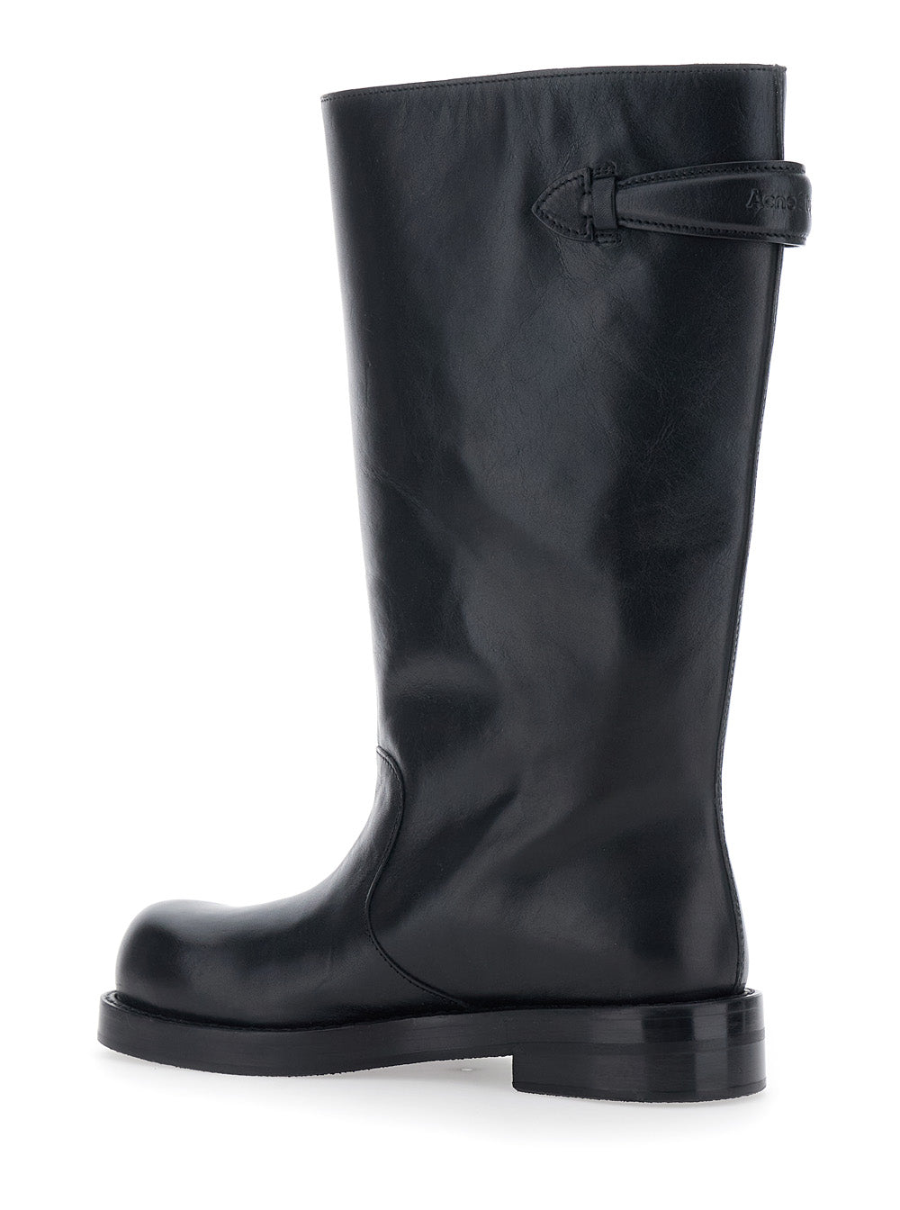 Acne Studios Women Black Boots With Embossed Logo On The Side In Leather Woman