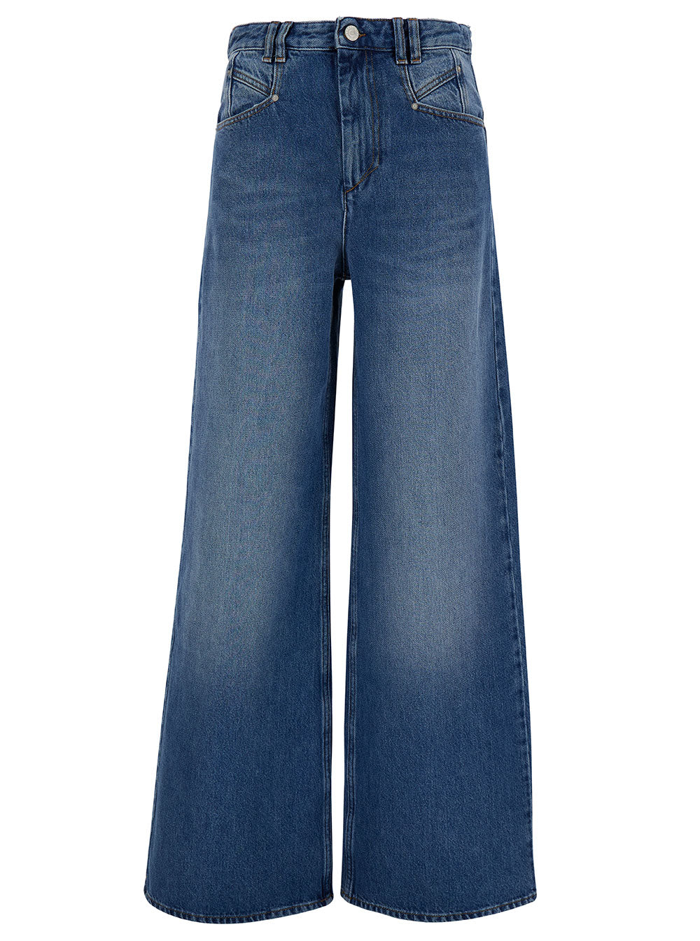 Isabel Marant Women 'Lemony' Light Blue Flared Jeans With Logo Patch In Cotton Denim Woman ISABEL MARANT