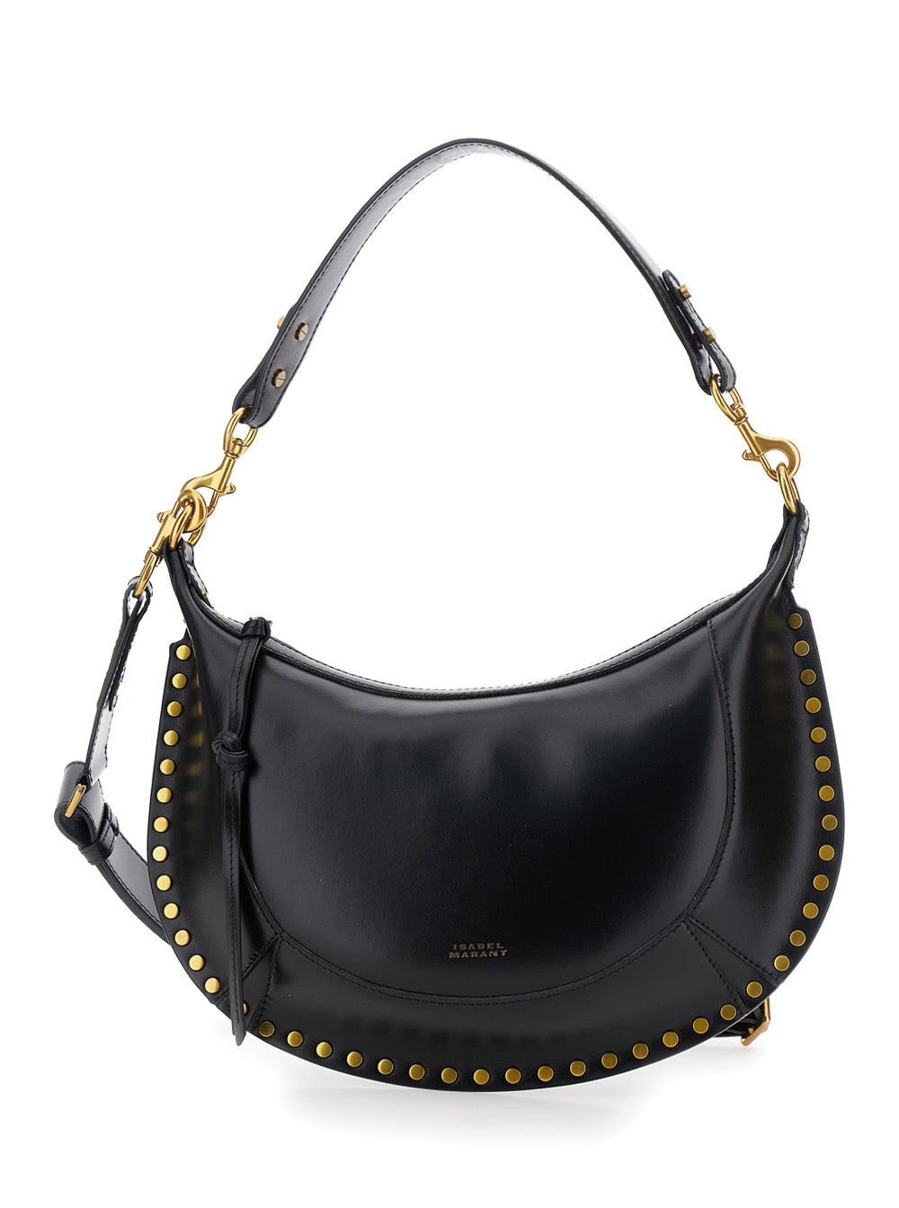 Isabel Marant Women 'Naoko' Black Shoulder Bag With Embossed Logo Lettering On The Front And Removable Shoulder Strap In Leather Woman ISABEL MARANT