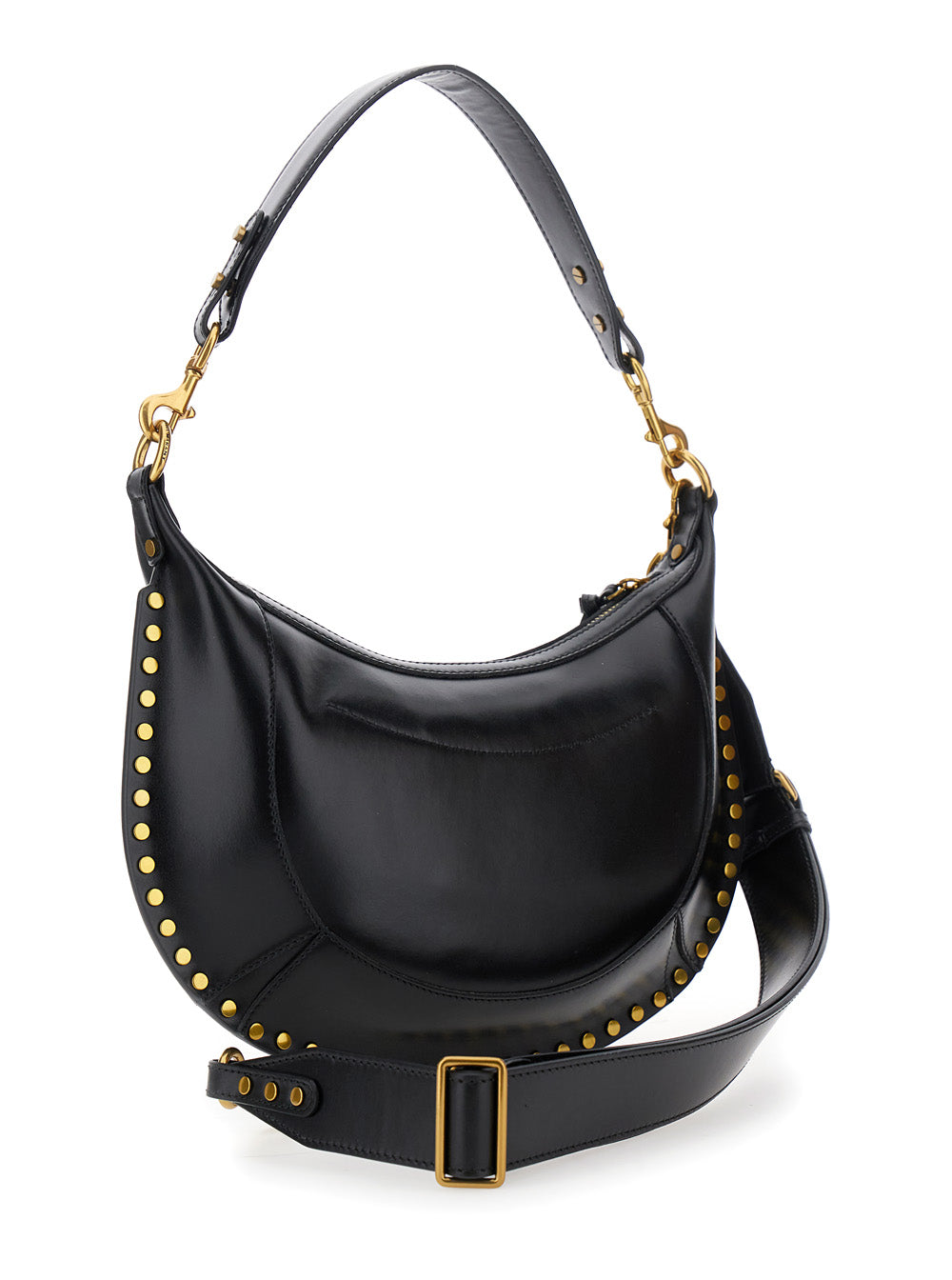 Isabel Marant Women 'Naoko' Black Shoulder Bag With Embossed Logo Lettering On The Front And Removable Shoulder Strap In Leather Woman ISABEL MARANT