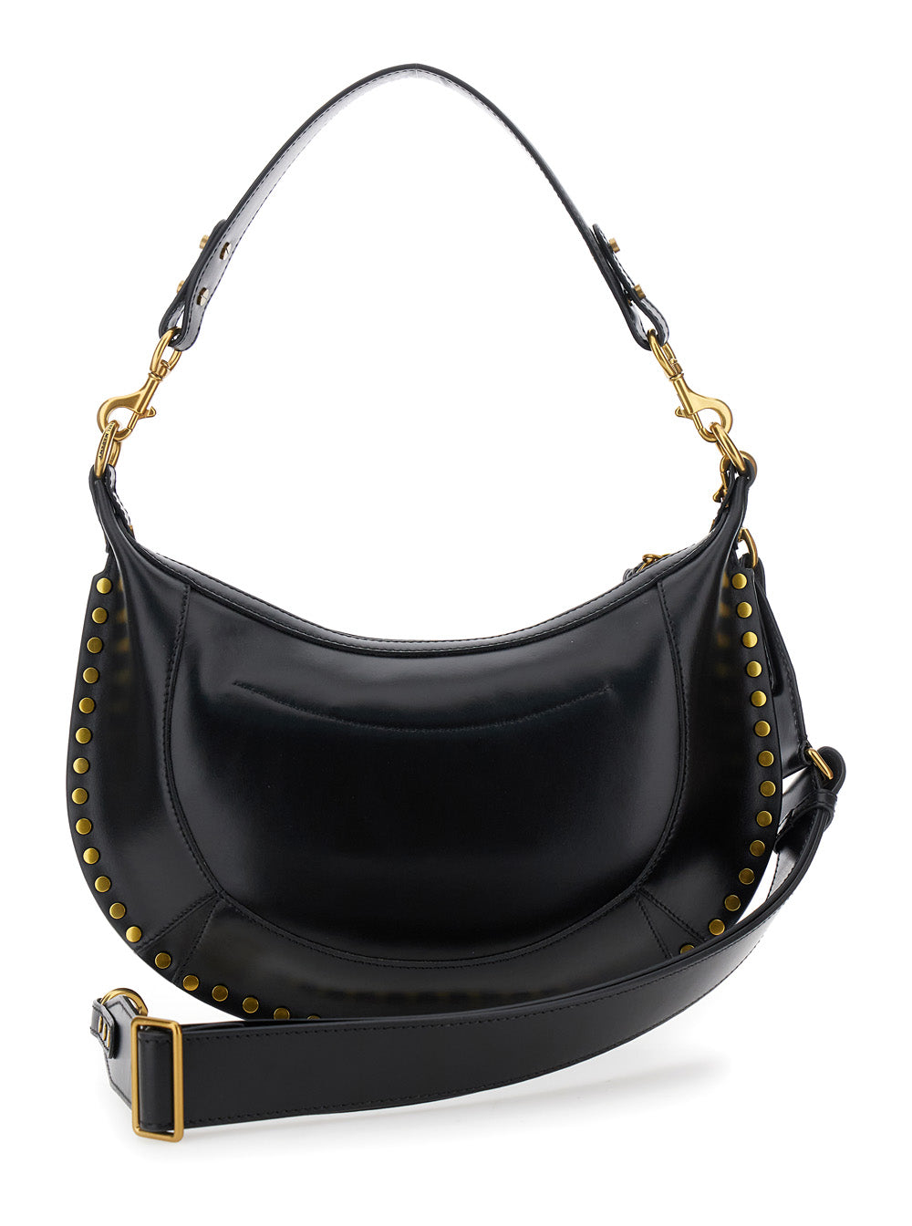 Isabel Marant Women 'Naoko' Black Shoulder Bag With Embossed Logo Lettering On The Front And Removable Shoulder Strap In Leather Woman ISABEL MARANT