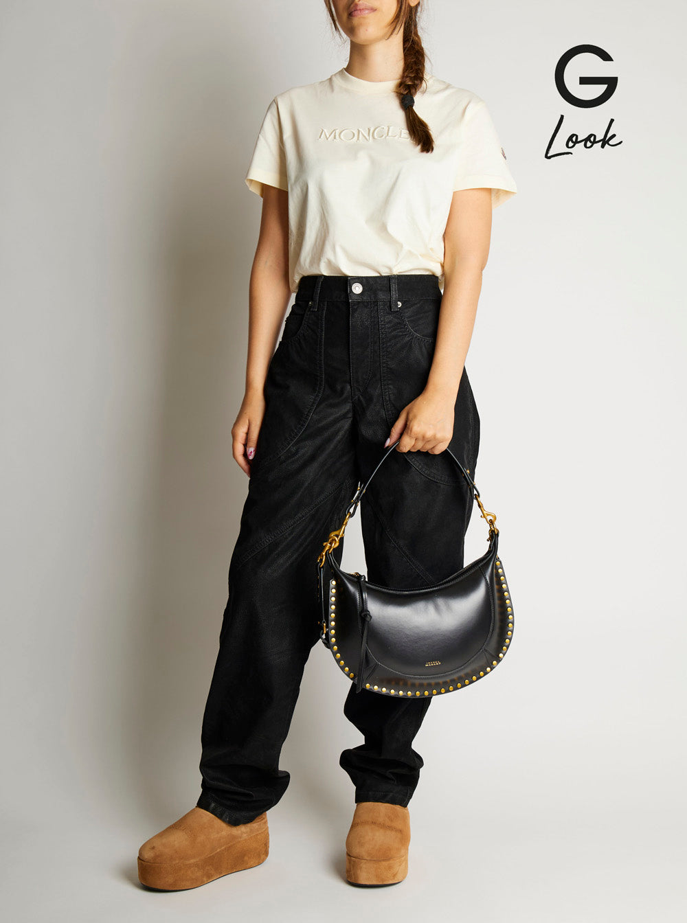 Isabel Marant Women 'Naoko' Black Shoulder Bag With Embossed Logo Lettering On The Front And Removable Shoulder Strap In Leather Woman ISABEL MARANT