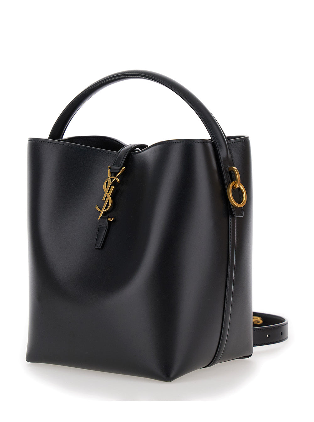 Saint Laurent Women Black Bucket Bag 'Le 37' With Cassandre Closure In Smooth Leather For Women