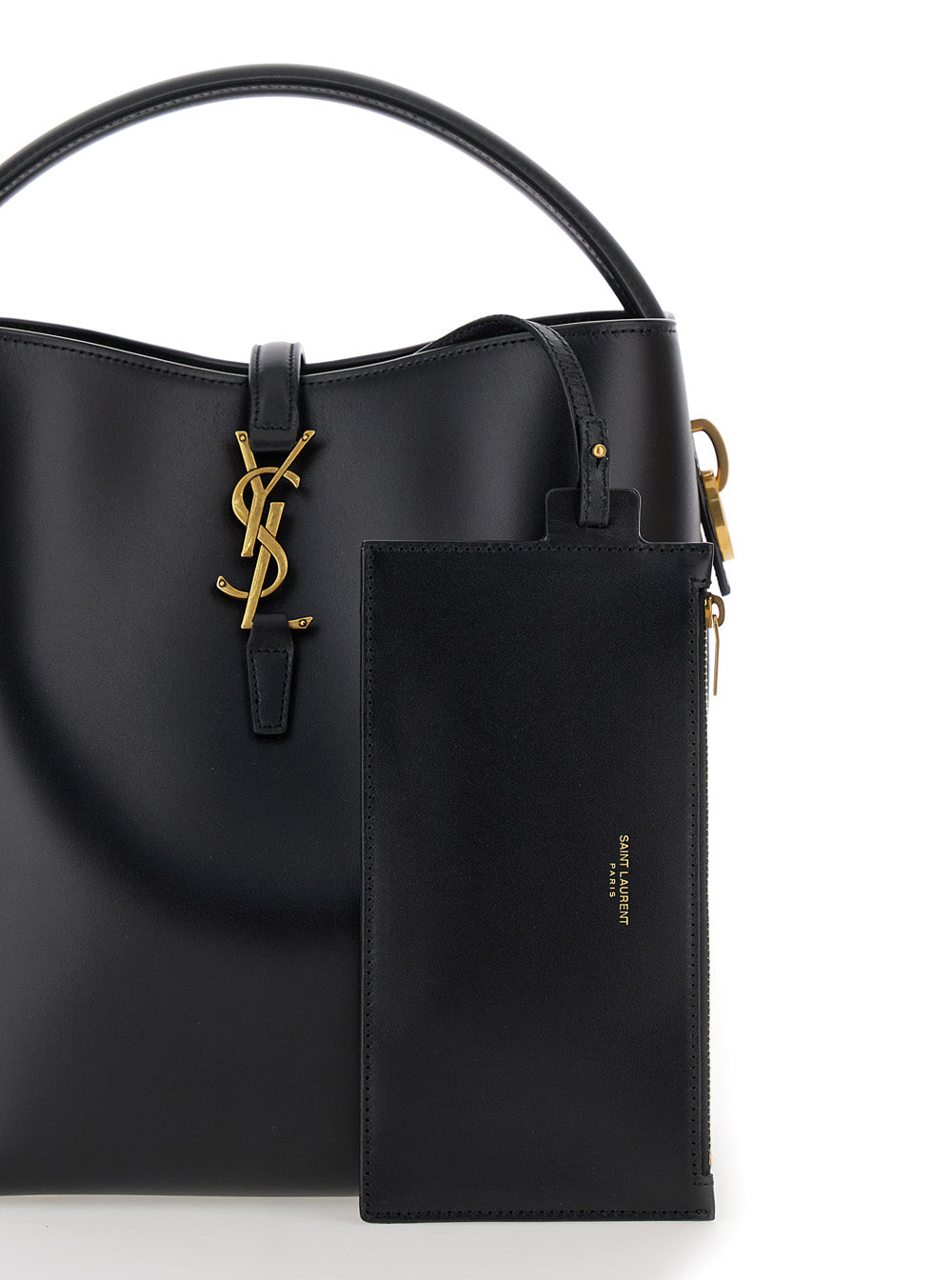 Saint Laurent Women Black Bucket Bag 'Le 37' With Cassandre Closure In Smooth Leather For Women