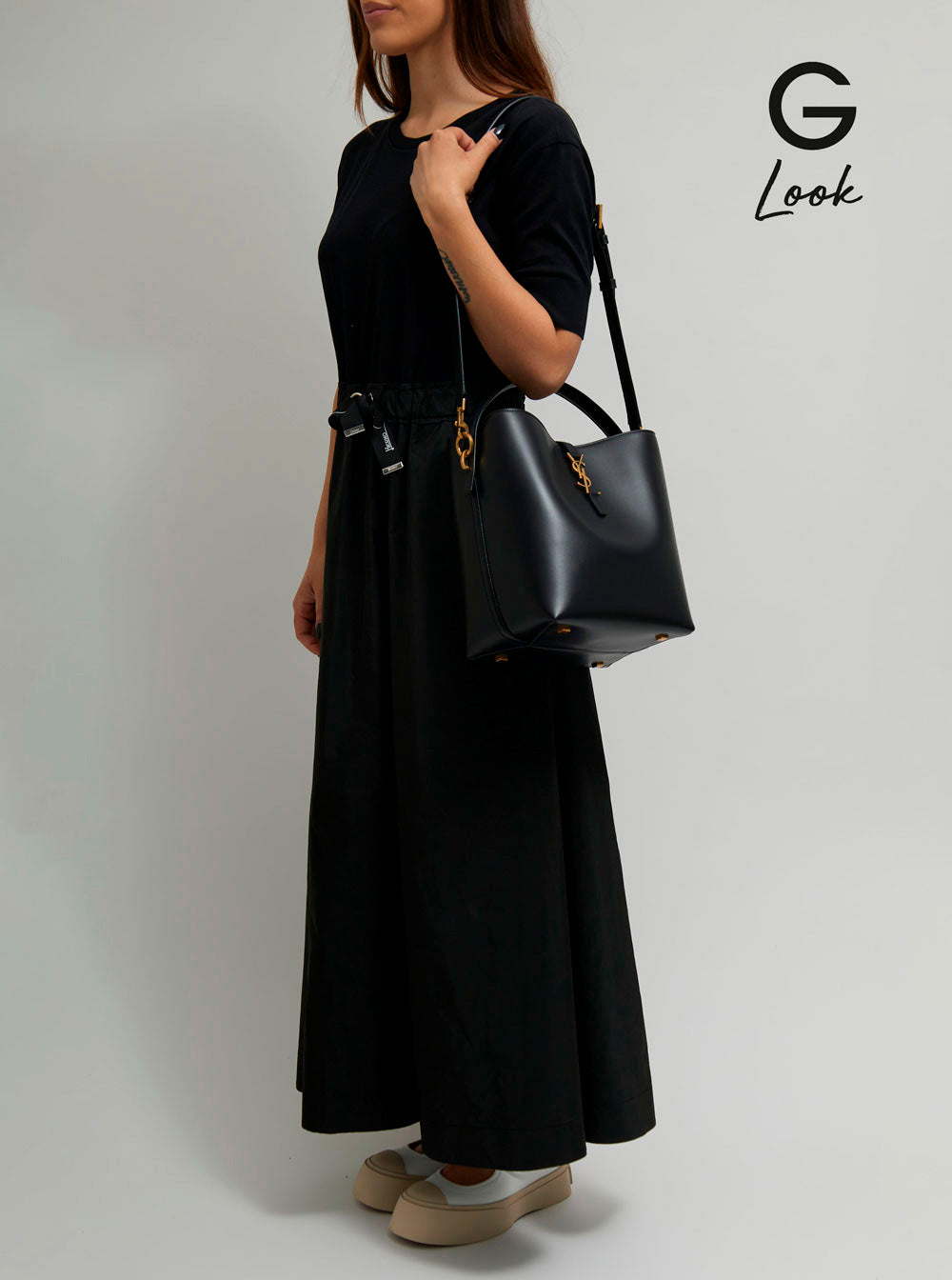 Saint Laurent Women Black Bucket Bag 'Le 37' With Cassandre Closure In Smooth Leather For Women