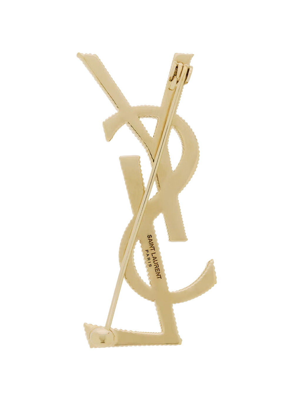 Saint Laurent Women Metallic Cassandre Broche With Rear Closure In Brass Woman SAINT LAURENT