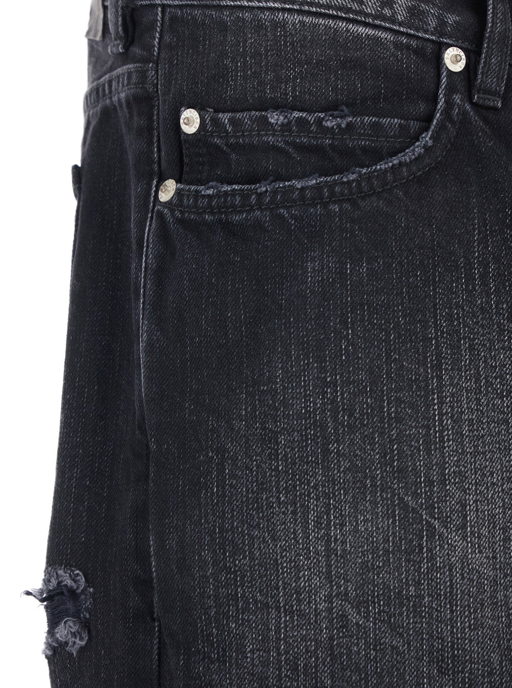 Balenciaga Men Black Jeans With Belt Loops And Distressed Design In Denim Man BALENCIAGA