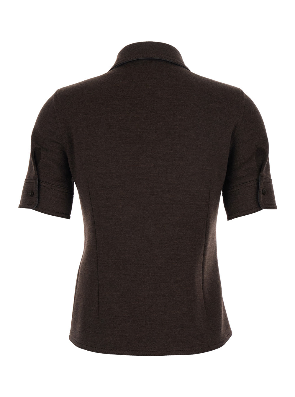 Gucci Women Brown Shirt With Polo Style Pointed Collar In Wool And Cotton Blend Woman GUCCI
