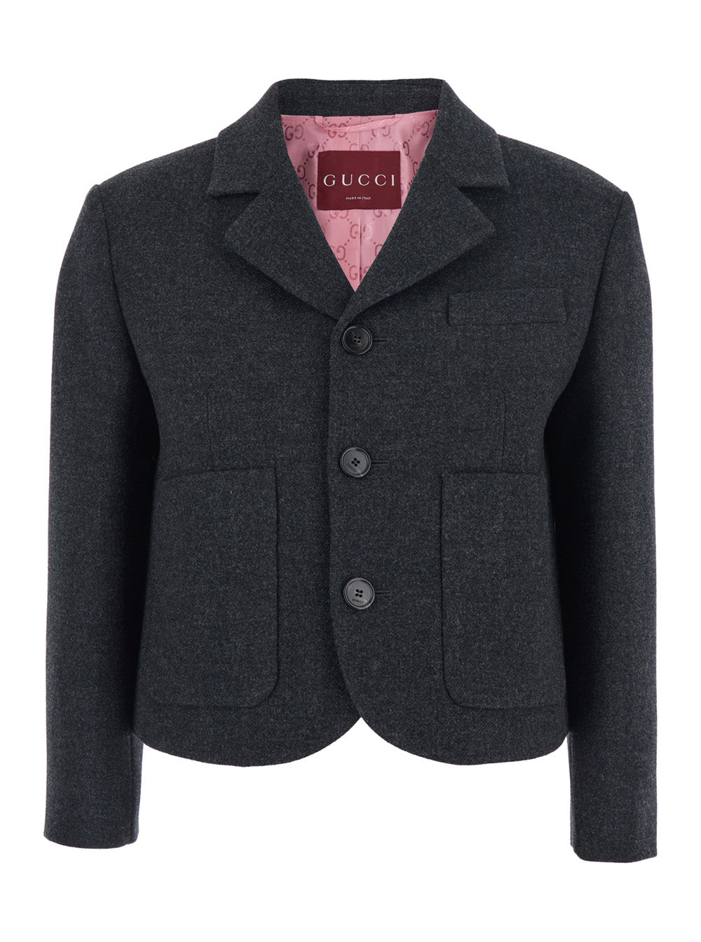 Gucci Women Grey Single-Breasted Jacket With Notched Revers In Wool Woman GUCCI
