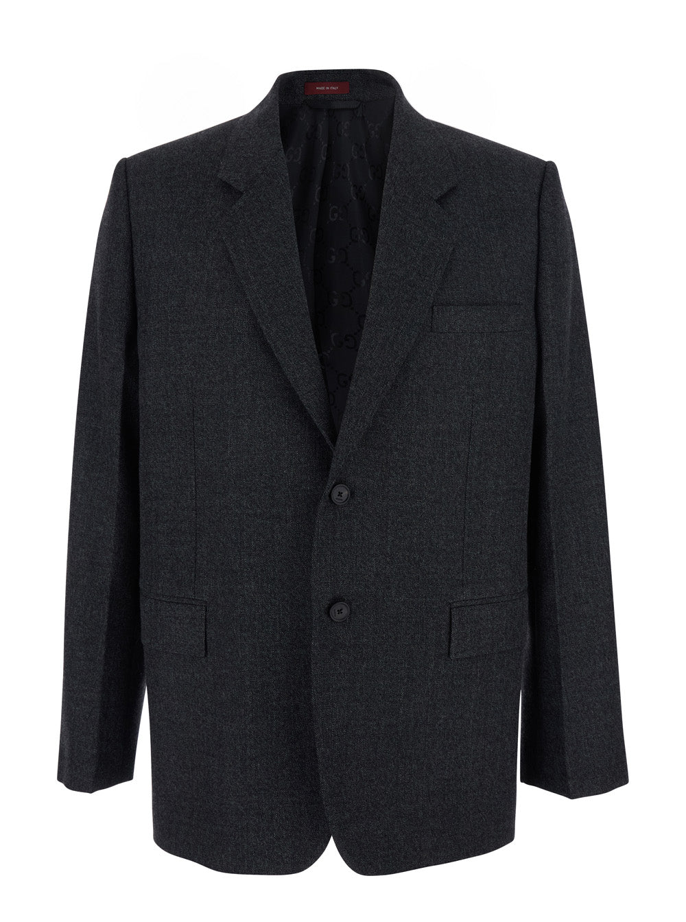Gucci Men Grey Single-Breasted Jacket With Notched Revers In Wool Man GUCCI
