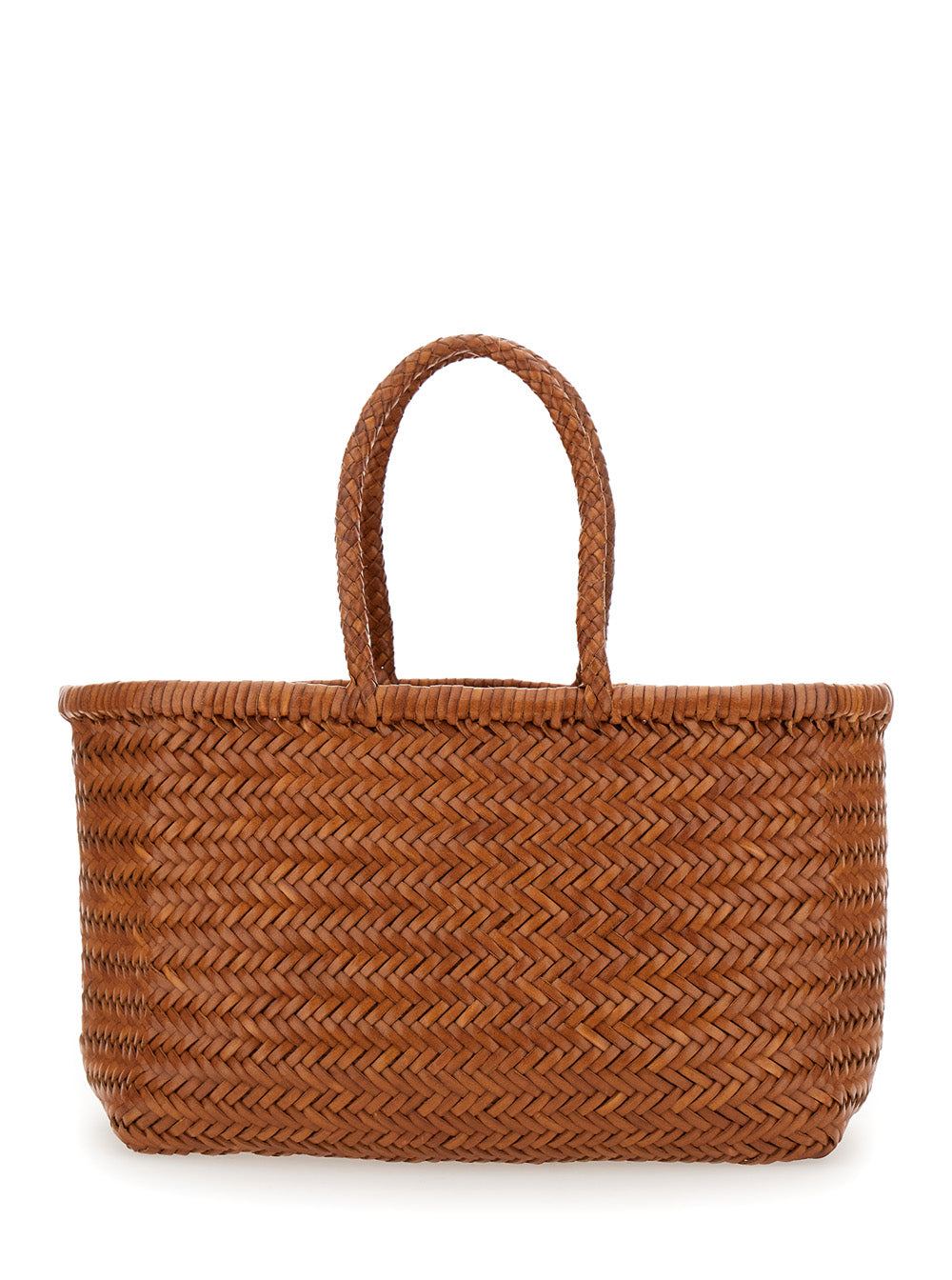 Dragon Diffusion Women Tote Bag 'Bamboo Triple Jump' With Two Top Handles In Brown Leather For Women DRAGON DIFFUSION