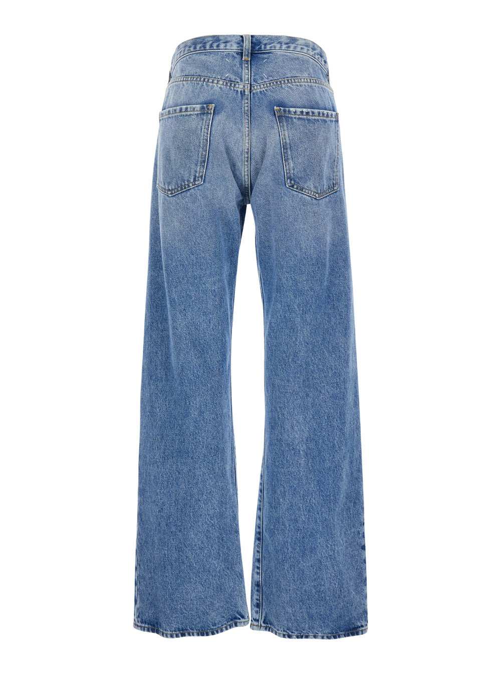Maison Margiela Women Light Blue Five-Pocket Jeans With Bleach Effect In Cotton Denim Woman MAISON MARGIELA