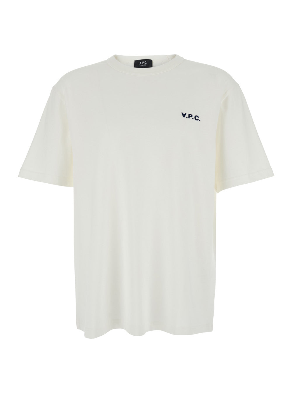 A.P.C. Men White Crew Neck T-Shirt With Embroidered Logo On The Front In Cotton Man A.P.C.