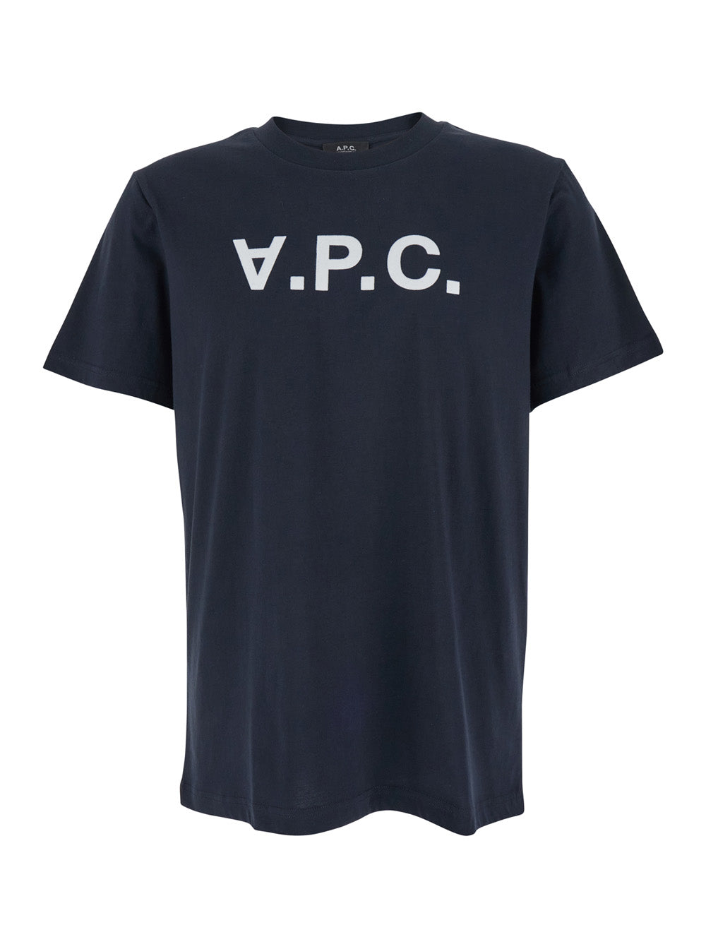 A.P.C. Men Blue Crewneck T-Shirt With Logo On The Front In Cotton Man A.P.C.