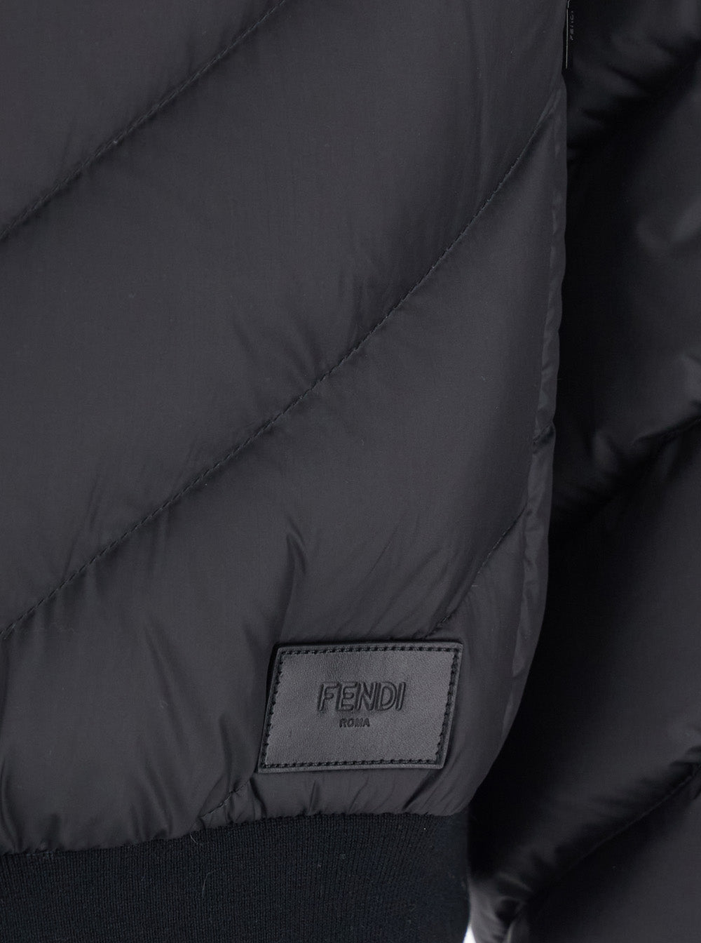 Fendi Men Black Reversible Down Jacket With Hood And Logo Patch On The Front In Tech Fabric Man FENDI