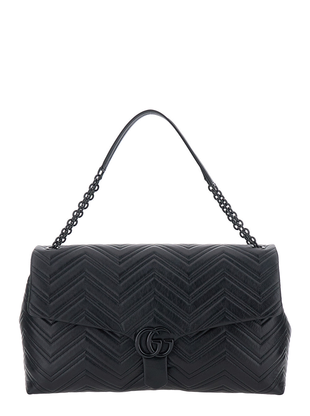 Gucci Women Black Crossbody Bag With Sliding Chain-Link Shoulder Strap And Gg Plaque Closure On The Front In Leather Woman GUCCI