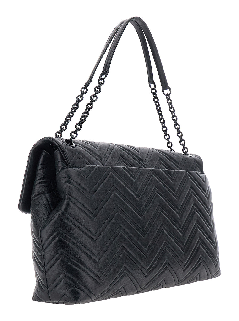 Gucci Women Black Crossbody Bag With Sliding Chain-Link Shoulder Strap And Gg Plaque Closure On The Front In Leather Woman GUCCI