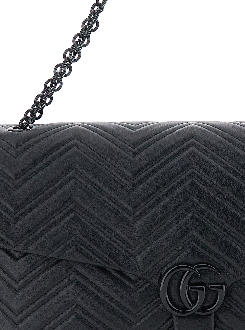 Gucci Women Black Crossbody Bag With Sliding Chain-Link Shoulder Strap And Gg Plaque Closure On The Front In Leather Woman GUCCI