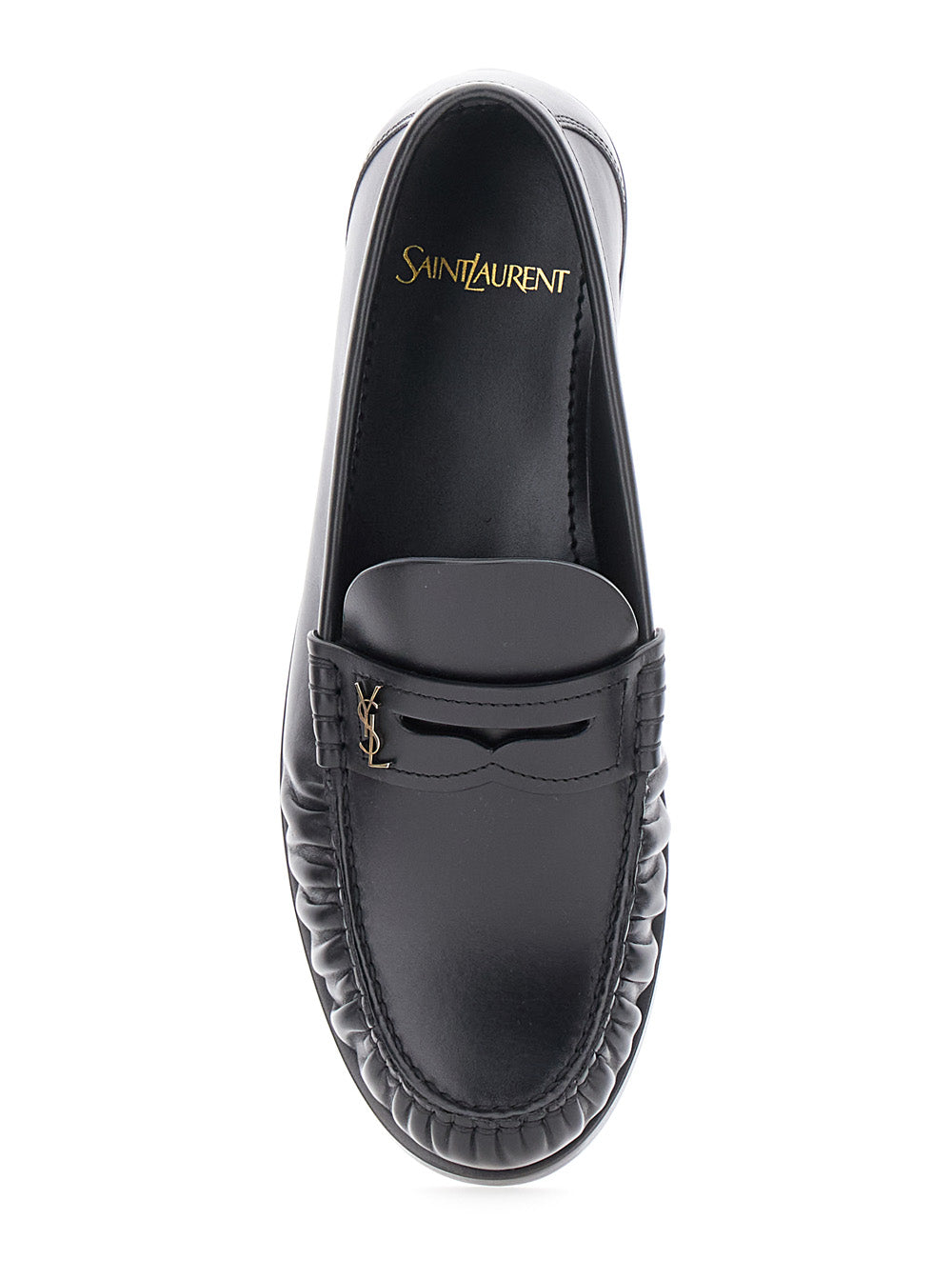 Saint Laurent Women Loafers 'Laurent' With Cassandre Plate In Black Leather For Women SAINT LAURENT