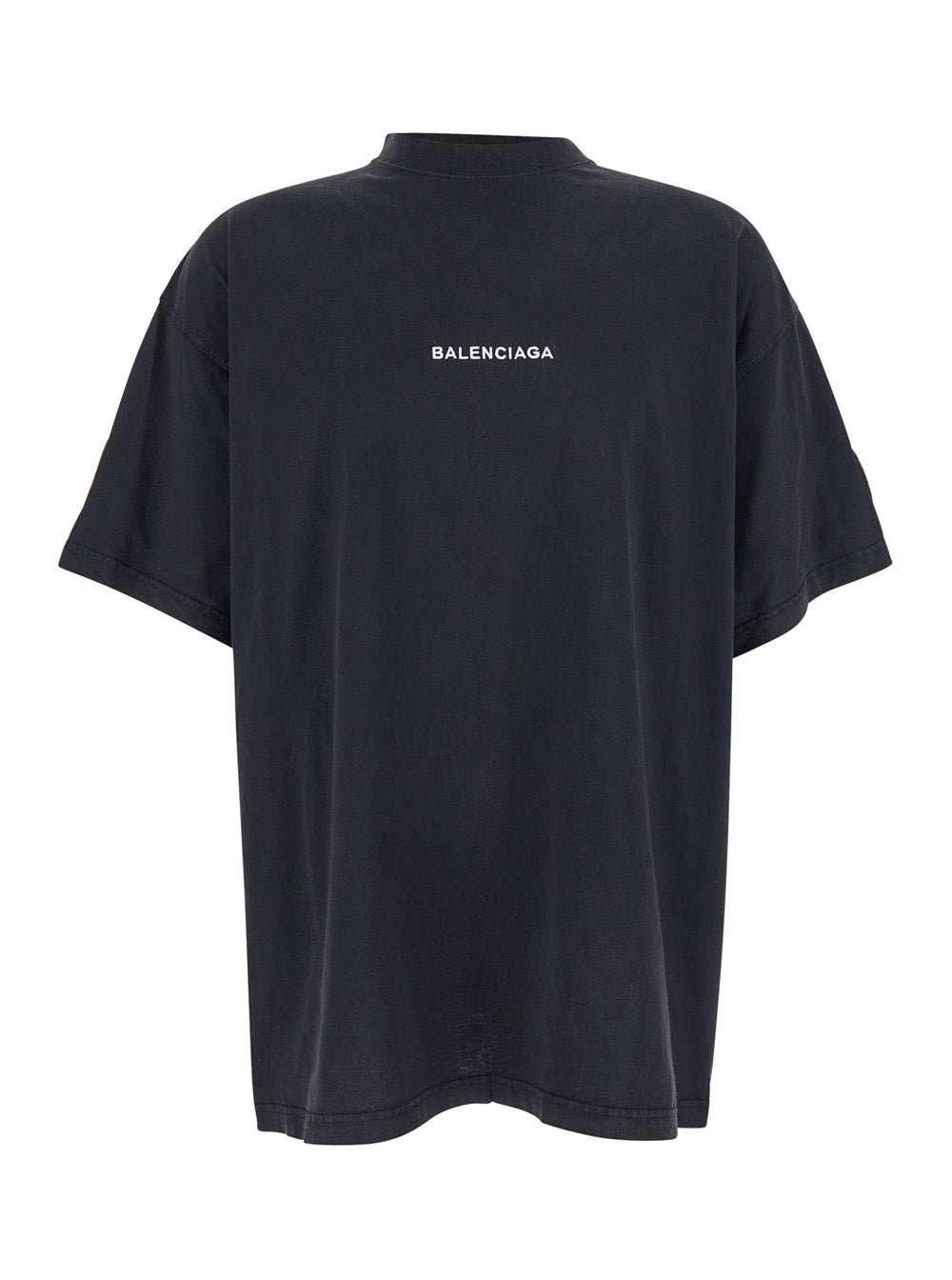 Balenciaga Men Crew Neck T-Shirt With Lettering Logo On The Front And Logo Patch On The Shoulder In Black Cotton For Men BALENCIAGA