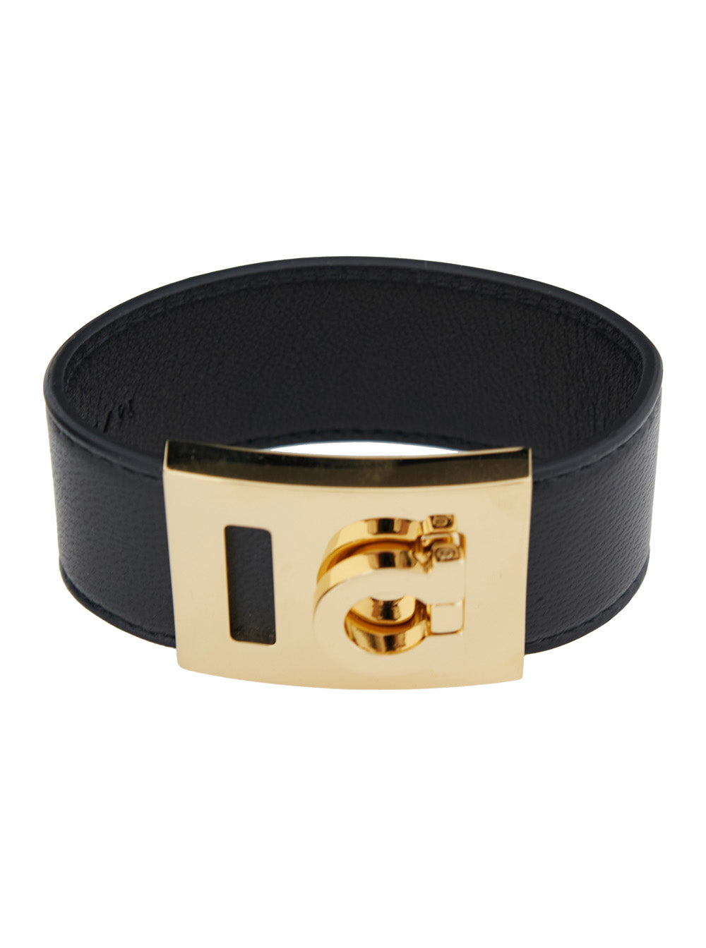 Ferragamo Women 'Hug' Black Bracelet With Gancini Detail In Smooth Leather Woman FERRAGAMO