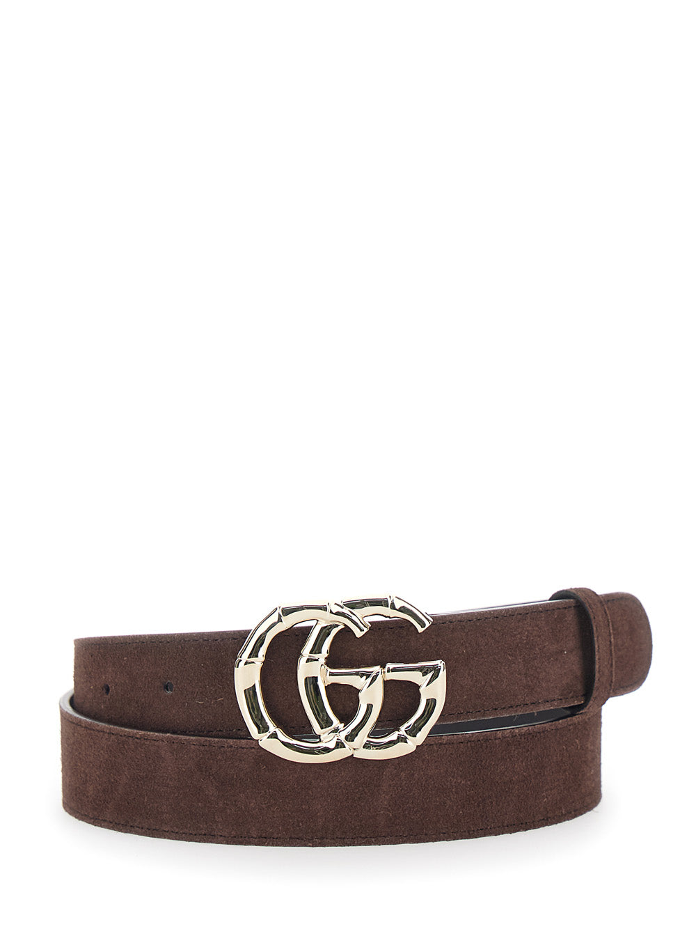 Gucci Women Belt With Gg Buckle Closure In Brown Suede Leather For Women GUCCI