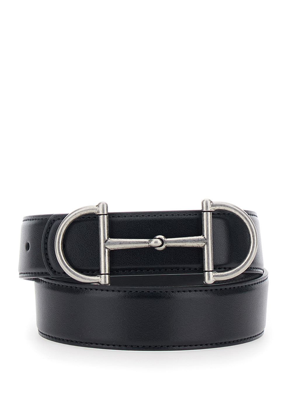 Gucci Men Belt With Horsebit On The Front In Black Leather For Men GUCCI