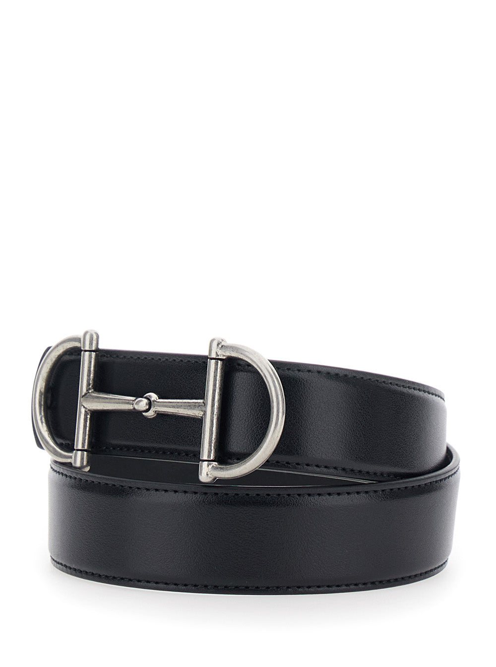 Gucci Men Belt With Horsebit On The Front In Black Leather For Men GUCCI