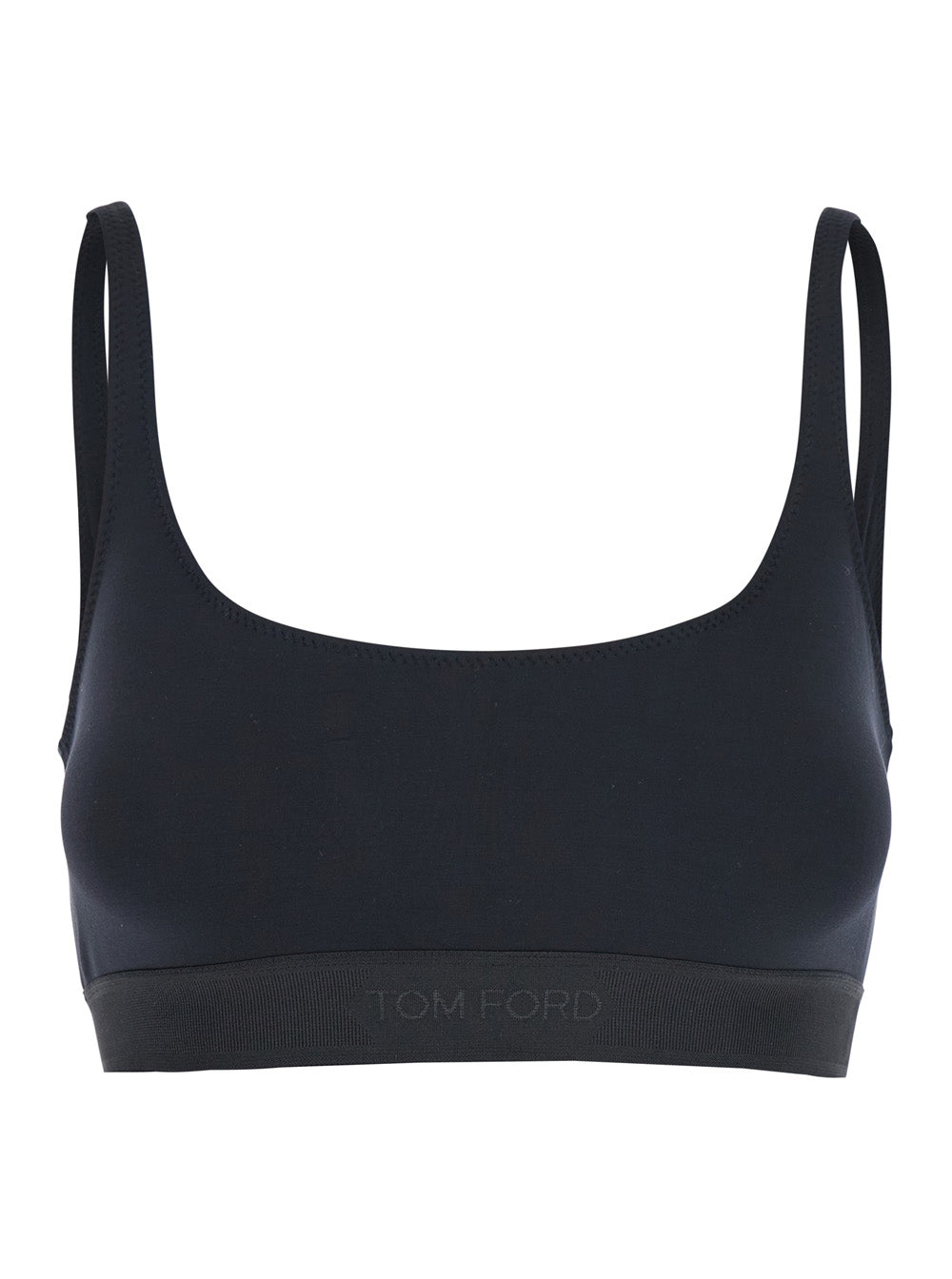 Tom Ford Women Bralette Top 'Brj016jex166l' With Wide Neckline And Lettering Logo On The Front In Black Stretch Modal For Women TOM FORD