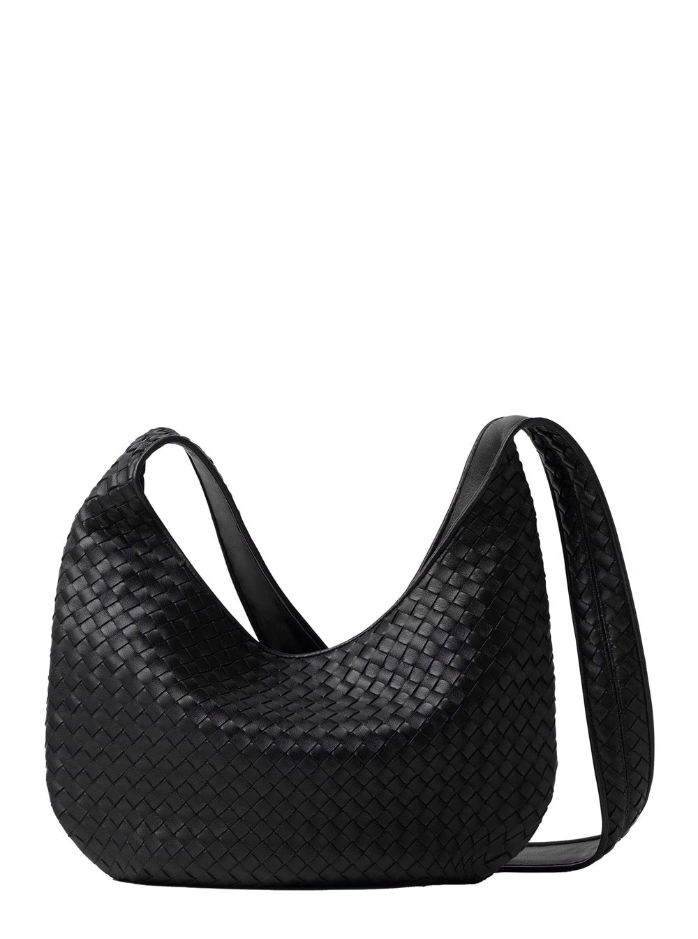 Bottega Veneta Men Black Crossbody Bag With Top Zip Closure And Intrecciato Motif In Leather Woman BOTTEGA VENETA