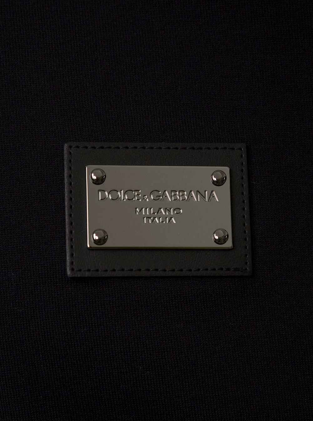 Dolce & Gabbana Men Black T-Shirt With Logo Tag Detail On The Front In Cotton Man DOLCE & GABBANA