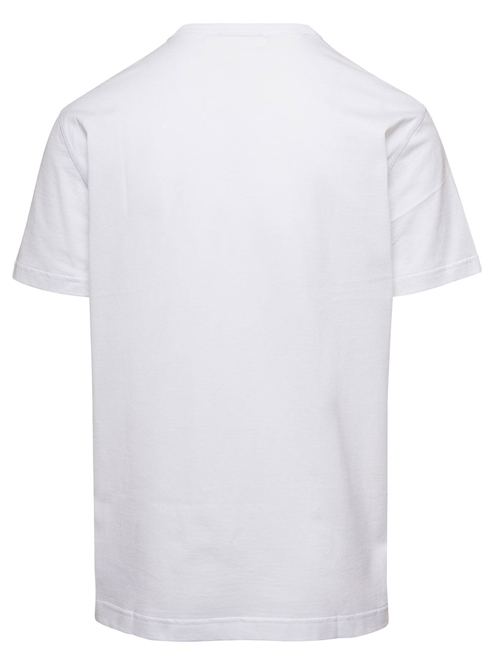 Dolce & Gabbana Men White Crewneck T-Shirt With Logo Plate In Cotton Man DOLCE & GABBANA