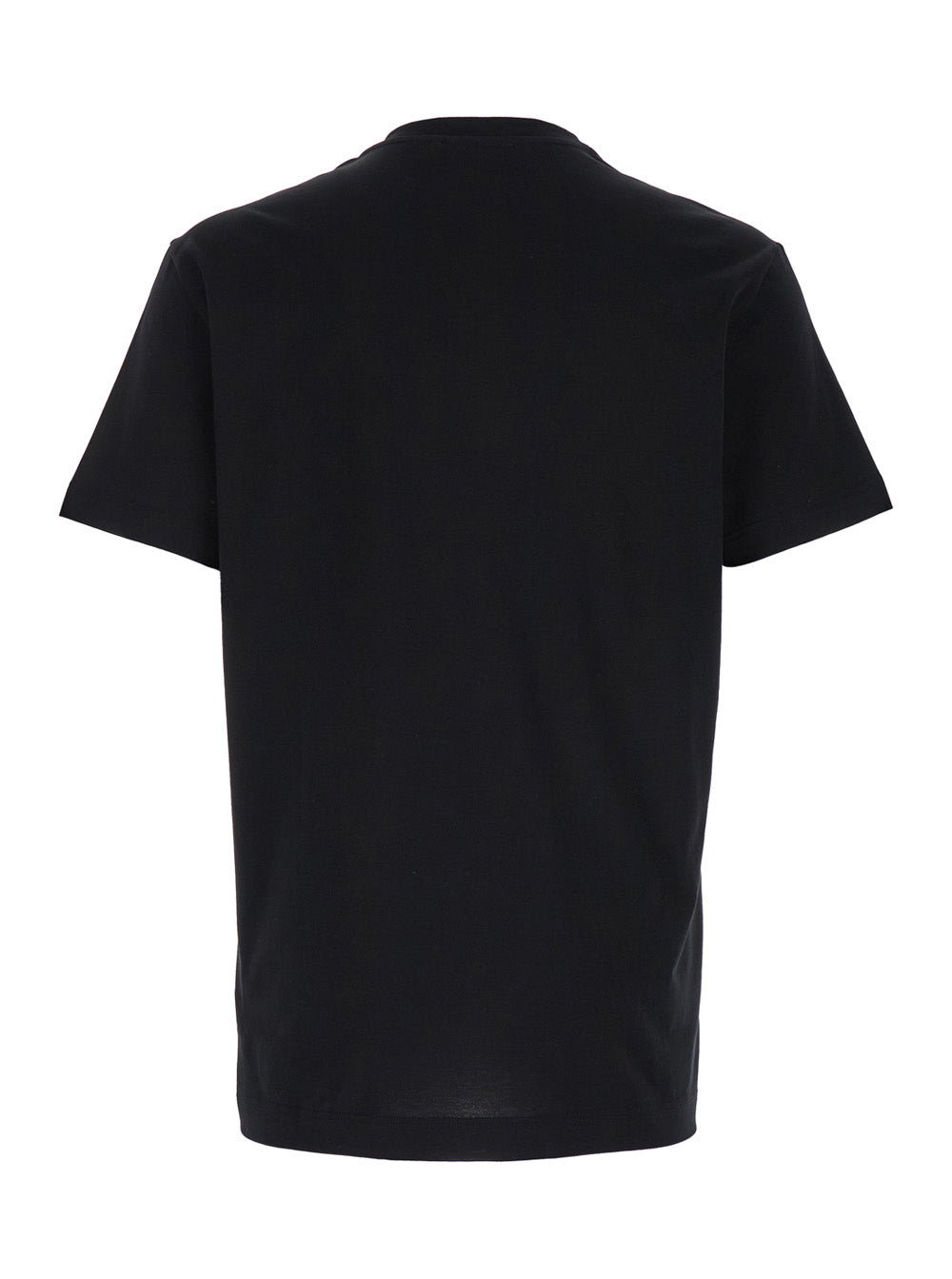Dolce & Gabbana Men Black Crewneck T-Shirt With Signature Logo In Cotton Man DOLCE & GABBANA