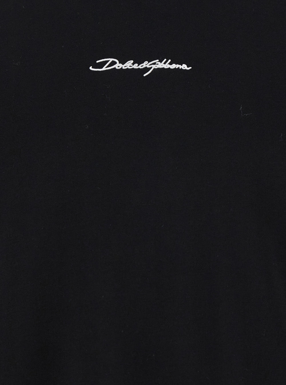Dolce & Gabbana Men Black Crewneck T-Shirt With Signature Logo In Cotton Man DOLCE & GABBANA