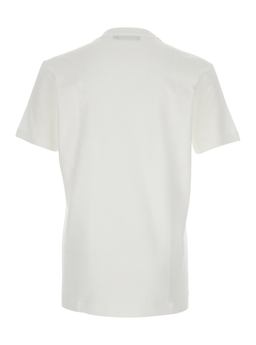 Dolce & Gabbana Men White Crewneck T-Shirt With Signature Logo In Cotton Man DOLCE & GABBANA